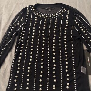 Moa Moa Black Sweater with Pearl Detailing